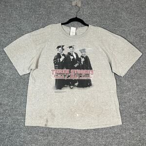 Three Stooges Shirt Adult XL Gray Institute Of‎ Higher Learnin 1997 Vtg Flaw